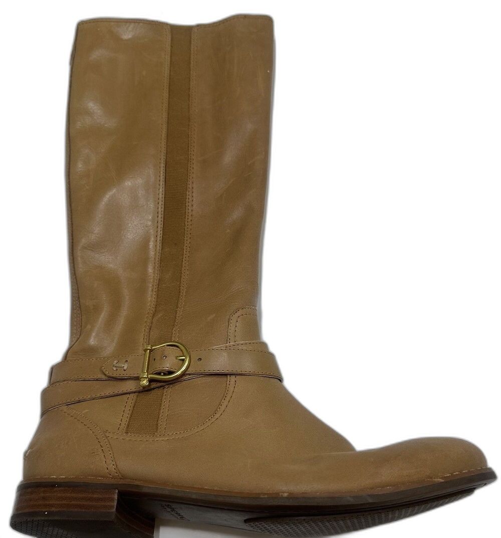 Sperry Light Brown/Tan Genuine Leather Tall Riding Boots Size 9.5 Equestrian